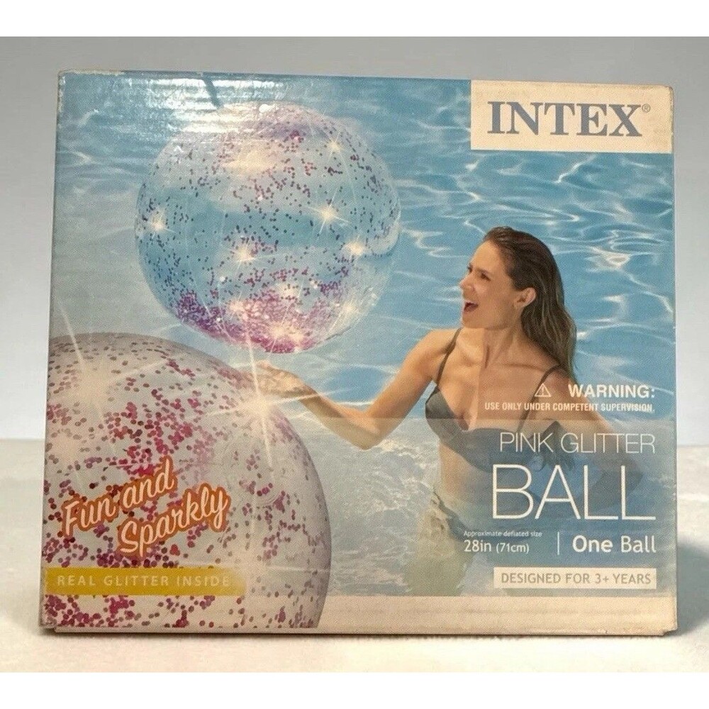 Intex 28" Pink Glitter Inflatable Beach Ball Pool Toy